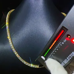2023 Bestförsäljande Hip Hop Iced Out Jewelry S 3mm Loose Synthetic Gemstones Moissanite Diamond Tennis Necklace