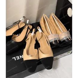 Topuk Topuk Slingbacks Sandalet Slaytlar Bale Düz Ayakkabı Kadın Slingbacks Ayakkabı Yüksek Deri Kalın Topuk İnek Renkleri Pompalar Kadın Chanele Loafer Ayakkabıları Gerçek