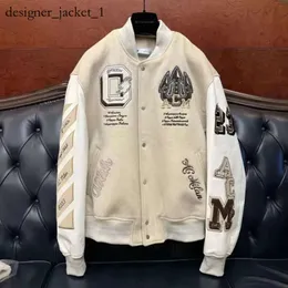 Varsity Herrenjacken Letterman Jacke L Vintage Bombermäntel 11 Buchstaben Stickerei Herbst Herren Baseballjacken Grüne Baseballmode Winter Keep Off White 2720