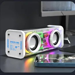 Lautsprecher Neue V8 Transparent Mecha Musik Lautsprecher Bluetooth 5,0 Wireless Bass Membran Subwoofer TWS RGB Licht Mini Party Lautsprecher