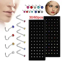 L ŞEKİL PASANINIZ Çelik Kristal Burun Halkası Seti Kadınlar Çelik Burun Piercing Set Kulak Kemik İğne Saplamaları Vücut Takımları 240115