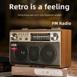 مكبرات الصوت الخشبية الرجعية اللاسلكية مكبر صوت بلوتوث عالي الجودة محمولة Home Home Triband FM Radio Subwoofer Phone TF Card USB