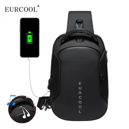 Multifunktion crossbody bröstväska män USB laddning port budbärare packar vattentäta lyftsäckar för manliga bolsas masculina 240116