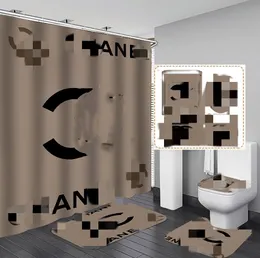 새로운 디자이너 트렌디 한 방수 샤워 커튼 ins 화장실 좌석 쿠션 카펫 목욕 4 조각 세트 욕실 액세서리