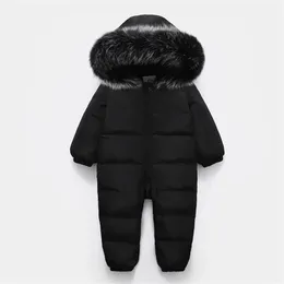 Ryska vinter baby onesie romper kläder kostym snowsuit 90% anka ner jacka för flickor rockar parka spädbarn pojke snö slitage 240116