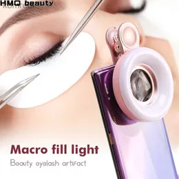 Selfie Lights 15x Macro Lens HD Photography تعبئة الضوء لعمليات الرموش امتدادات ماكياج الهاتف صورة شخصية مصباح LED عالمي حلقة فلاش مقطع Lightl240116