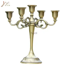 キャンドルホルダーImuwen Silver/Gold/Bronze/Black 3-Arms Metal Pillar Candle Holders Candlestick Wedding Decoration Stand Home Decor Candelabra YQ240116