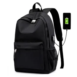 Schwarze Männer Rucksäcke High School Tasche für Jungen Teenager Nylon USB Lade Rucksack Teen Student Bagpack Große Kapazität 240116