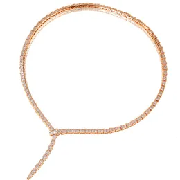 Hög version V Guld Nytt smalt utgåva halsband med mikroinlagd guldpläterad smal orm krage, cool stil kvinnokvällskläderkedja