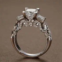 Vintage Princess Cut Lab Diamond Ring 925 Sterling Silver Compromiso Banda de boda Anillos para mujeres Nupcial Joyería de fiesta fina 240115