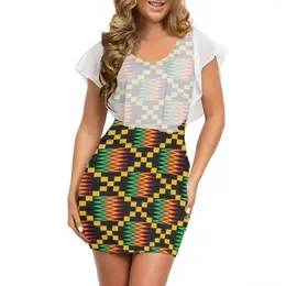 Vestidos casuais 2024 tribo tradicional verão mulher apertada sexy saia branca malha em torno do pescoço sem mangas mini mulheres bodycon vestido fio