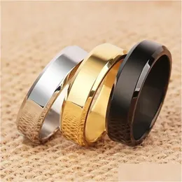 Band Ringe Titan Stahl Ring Schmuck Hip Hop Mann 7 Größen Schwarz Gold Sier Plating Ringe Frauen Verlobung Hochzeit Hohe Qualität Mode Dhen8