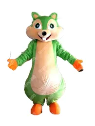 Högkvalitativ Green Squirrel Mascot Costume Cartoon Anime Theme Character Unisex Vuxna Storlek Annonsering Rekvisita Julfest utomhusdräktdräkt