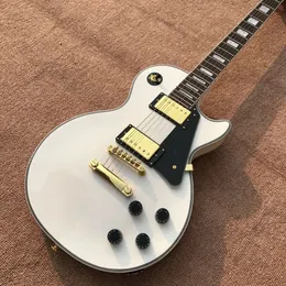 Estilo personalizado de alta qualidade, uma peça, pescoço, chibson, guitarra elétrica, branco, corpo sólido, com pescoço, hardware dourado