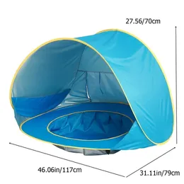 UPF 50 Baby Beach Tent Waterproof Sun Shelter ochrony promieniowania UV z basenem Kid Outdoor Camping Sunshade Beach Sunshelter 240115