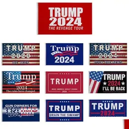 I lager 3x5 ft Trump flagga 2024 Valflaggor Donald turnén 150x90 cm Banner Fast Delivery FY6049 Drop DHCI4