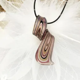 Pendant Necklaces 1PCS Purple Twisted Lampwork Glass Murano Pendants Necklace Chinese Style Party Loves Gift Whirlwind Pattern Jewelry For