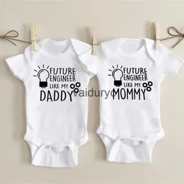 Rompers Future Engineer Like My Daddy/mommy Baby Bodysuit Funny Baby Romper Engineer Clothes Summer Newborn Short Sleeve Outfits Gifts H240508