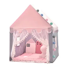 Tenda giocattolo per bambini di grandi dimensioni 1.35M Wigwam Tende pieghevoli per bambini Tipi Casa da gioco per bambini Ragazze Pink Princess Castle Decorazione della stanza del bambino 240115