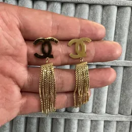 مصمم شرابة طويل أصلي من مصمم C dangle stud 316l من الفولاذ المقاوم للصدأ 18 كيلو روز روز فضية