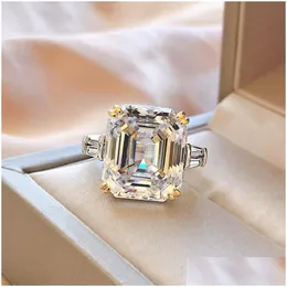 خواتم الزفاف الوعاء الوعد خاتم 925 Sterling Sier Asscher Cut 6ct 5a Cz خواتم الزفاف الفاخرة للنساء مجوهرات الزفاف 6 T2 DHPJ4