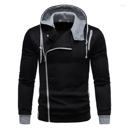 Sweats à capuche pour hommes 2024 printemps et automne mode confortable décontracté couleur bloc fermeture éclair à capuche coupe ajustée pull