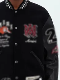 Chaquetas de béisbol con estampado de letras para mujer, ropa de calle holgada informal de manga larga con un solo pecho, estilo Hip Hop, otoño 2024