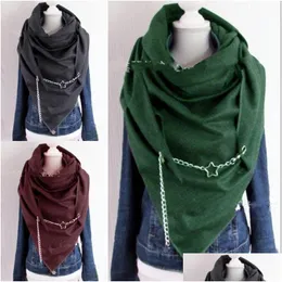 Shawls P Warm Scarf Thickening Star Chain Decor Lady Neckerchief Solid Color Winter Women Shawl Fashion Outdoor Accessories 20Zx G2 Dr Dhpr0