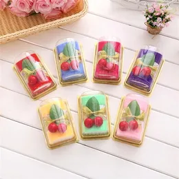 Handtuch 50 Sätze/Los Verkauf Schweizer Rolle schöne Mini Kuchen Form Mikrofaser Stoff Kinder Hand Gesicht Party Geschenke