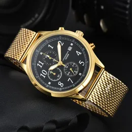 2024 new Double calendar Watches Mens Top Brand Luxury Casual Stainless steel Quartz Men's Watch Business Clock Male Sport Waterproof Date Chronograph SEIK-03