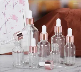 Frascos 1X 5ml 10ml 15ml 20ml 30ml 50ml 100ml Conta-gotas de vidro transparente óleo essencial transparente com pipetas