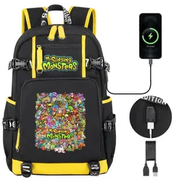 Sacos Meus Monstros Cantando Criança Mochila de Alta Qualidade Dos Desenhos Animados USB Boy Girl School Bag Grande Capacidade Adolescente Crianças Estudantes Schoolbag