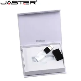 Unidades flash USB JASTER Nova unidade flash de memória USB 2.0 de cristal personalizada com caixa de presente 2 GB 4 GB 8 GB 16 GB 32 GB 64 GB (mais de 10 unidades grátis)