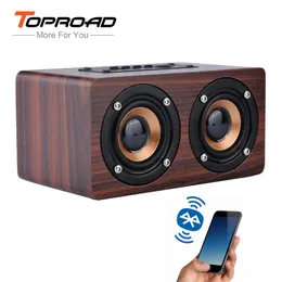 Alto-falantes TOPROAD Madeira Sem Fio Bluetooth Speaker Portátil HiFi Choque Bass Altavoz TF Caixa de Som Soundbar para iPhone Sumsung Xiaomi