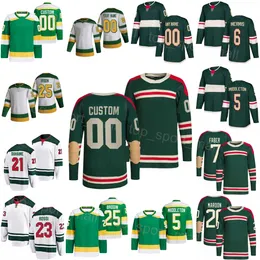 여자 청소년 남자 하키 23 Marco Rossi Jerseys 20 Pat Maroon 25 Jonas Brodin 5 Jake Middleton 7 Brock Faber 6 Dakota Mermis 21 Brandon duhaime 원주민 유산 스티치