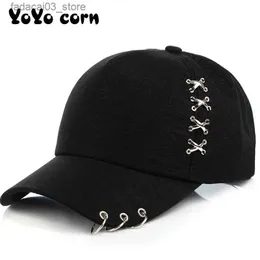 Gorras de bola YOYOCORN Punk Gorras Bone Masculino Feminino Beisbol Hip Hop Gorras de béisbol Creativo Unisex Anillo piercing creativo Gorra de béisbol Q240116