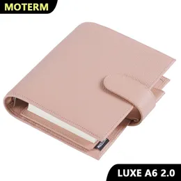 Moterm Luxe 2.0 A6 Tamanho Anéis Planejador com 30 MM Anéis Fichário Genuíno Pebbled Grain Couro Notebook Diário Agenda Organizador 240115