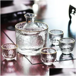 Wine Glasses Japanese Sake Bottle Set Golden Edge Rice White Warmer For 230225 Drop Delivery Dh6Ia