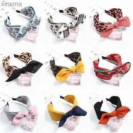 Fasce per capelli Patchwork Bowknot Fascia per capelli Fascia per capelli per donna Ragazza Stampa leopardata Orecchie di coniglio Fasce per capelli annodate Accessori Copricapo YQ240116