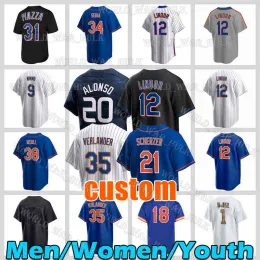 Personalizado Baseball Jersey Homens Mulheres Juventude Yankees 20 Pete Alonso Francisco Lindor Max Scherzer New Yorks Justin Verlander Kodai Senga Daniel Vogelbach Brando