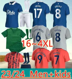 23 24 Everton Keane Soccer Jersey 4XL Onana McNeil Men Kids Calvert-Lewin Tarkowski Coady Football Shirt Allan Doucoure Davies Gordon Camiseta Andre Rondon Toffees