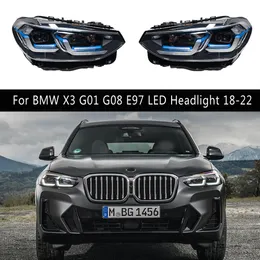 ملحقات السيارات المصباح الأمامي لـ BMW X3 G01 G08 E97 LED المصباح الأمامي 18-22 DRL أثناء النهار تشغيل الإشارة الدفق الديناميكي