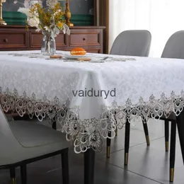 테이블 천 식탁보 사각형 흰색 식탁 천 천 새틴 자카드 유럽 테이블 커버 둥근 먼지 덮개 표지 테이블 장식 Vaiduryd