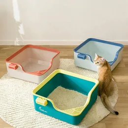 Semenclosed House Cat Litter Box levererar stor sandlåda Scratcher Cleaning Bedpans Condo Lettiera Gatto Furniture 240116