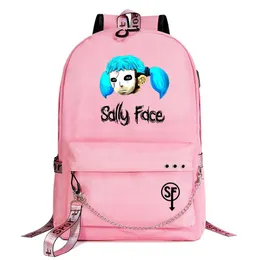 Bags Game Sally Face USB Backpack School Bag Laptop Rucksack Women Men Backbag Travel Daypacks Chain Backpack Mochilas