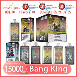 Одноразовые электронные сигареты Bang King 15000, 25 мл, 650 мАч, аккумулятор, перезаряжаемый, 0%, 2%, 3%, 5%, концентрация, 15 тыс. затяжек, вейп-бар