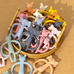 Jouets de dentition pour bébé, anneau de dentition en Silicone de qualité alimentaire, dessin animé mignon, Double poignée, jouet de dentition, soulagement de la douleur, accessoires pour bébévaiduryb