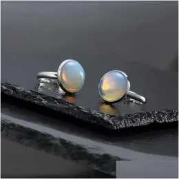 Anello solitario 10 mm 12 mm Anello in pietra naturale Bianco blu turchese opale rosa cristallo Chakra aperto per gioielli da donna 766 T2 Consegna a goccia Dhi10