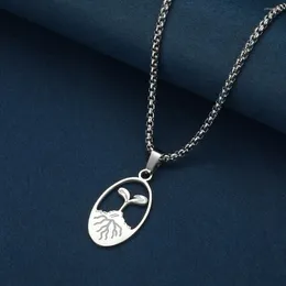 Pendant Necklaces CHENGXUN Stainless Steel Tiny Sprout Necklace For Men Women Cute Baby Leaf Jewelry Raccoon Charm Chain Plant Lover Gift