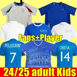 ITalY 2024 Soccer Jerseys 23 24 25 Fans Player Version Maglie Da Calcio TOTTI VERRATTI CHIESA Italia 23 24 Men Football Shirts 125TH aldult T LORENZO Man
